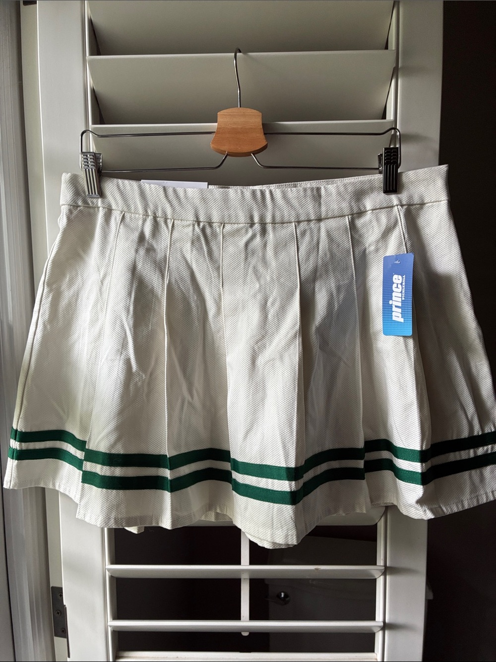 Prince White Skirt with Green Embroidered Logo - Picture 2 of 5